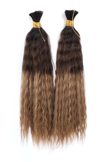 Three-tone Color 1B/4/30# Wet Wave Bulk Hair Double Drawn BU64