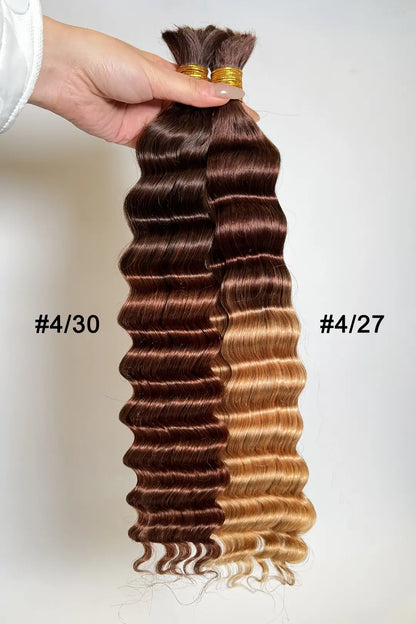 Two-tone Color #4/30 Deep Wave Bulk Hair Double Drawn BU62