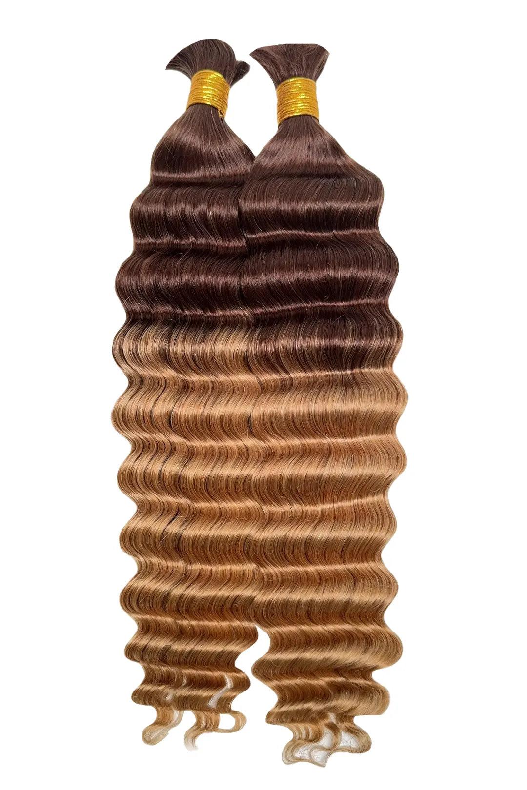 Two-tone Color #4/27 Deep Wave Bulk Hair Double Drawn BU61