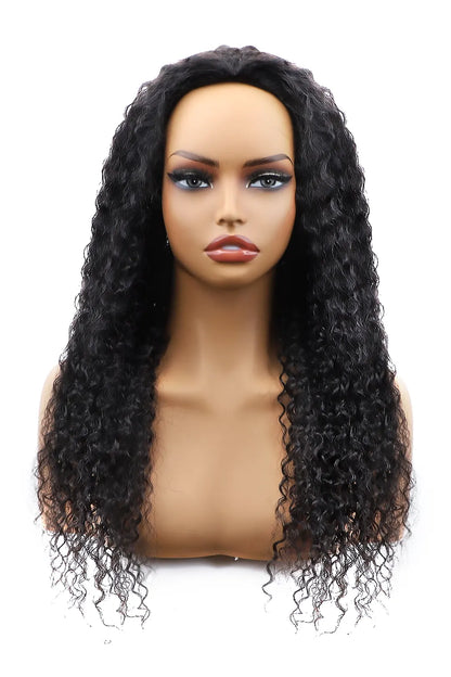 Water Wave Half Wig Flexible Fit Drawstring Human Hair Seamless Wig