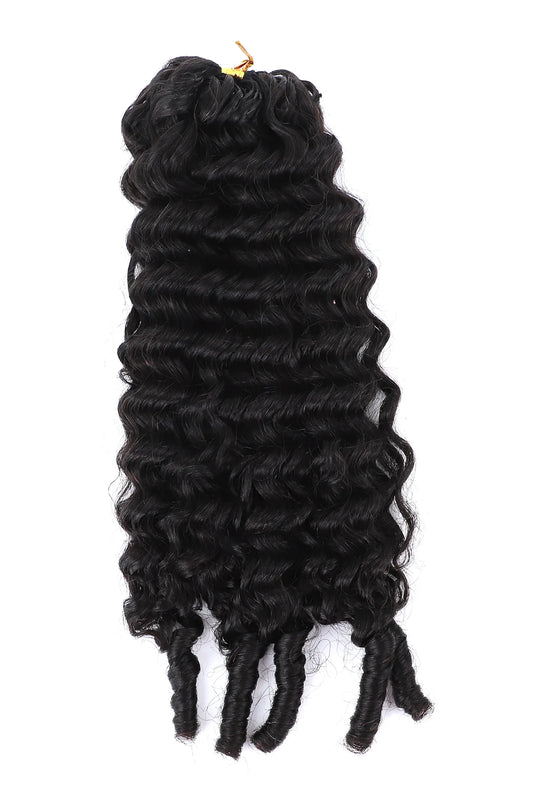 Water Wave with Spiral Curls Feather Crochet Human Hair Extension FE33 60g