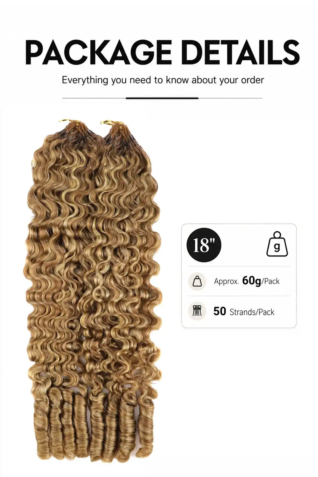 #27/30/613 Mixed Color Burmese Curly with Spiral Curls Crochet Miracle Knots Hair