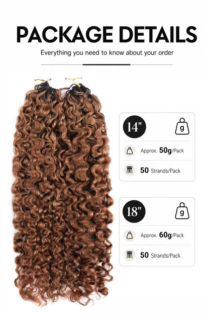 Auburn Brown #30 Water Deep Wave Feather Crochet Miracle Knots Hair
