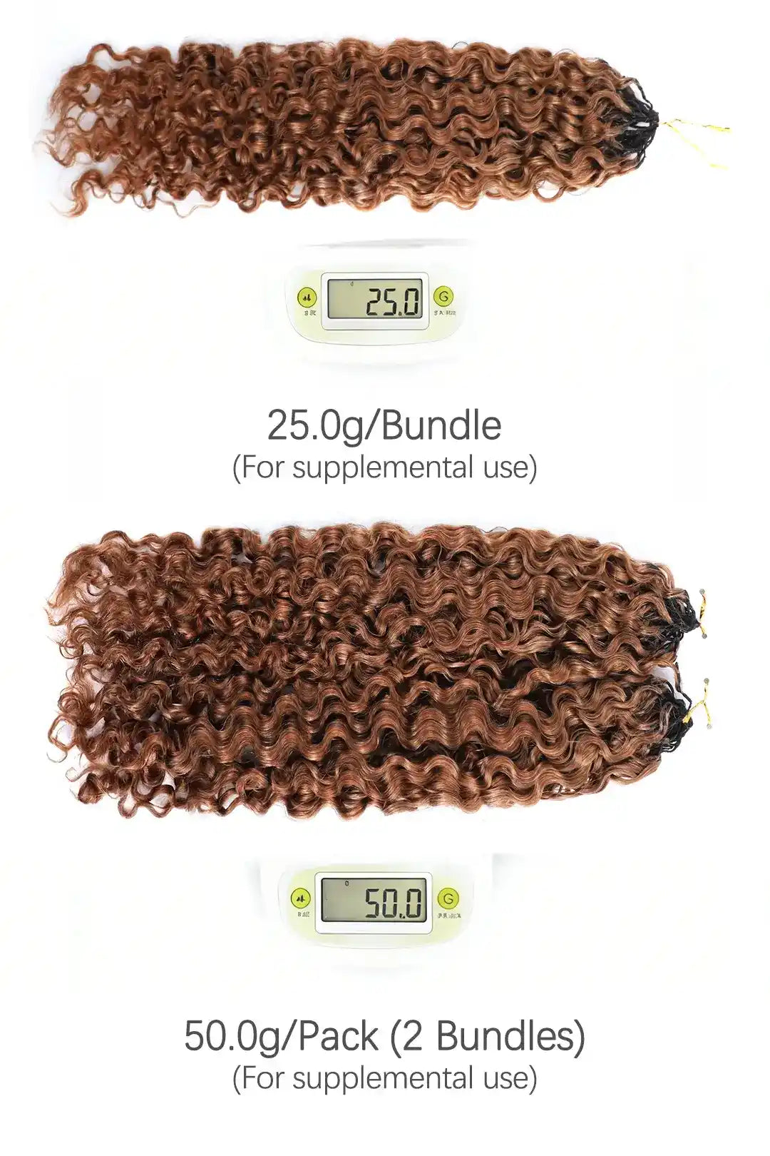 Auburn Brown #30 Water Deep Wave Feather Crochet Miracle Knots Hair