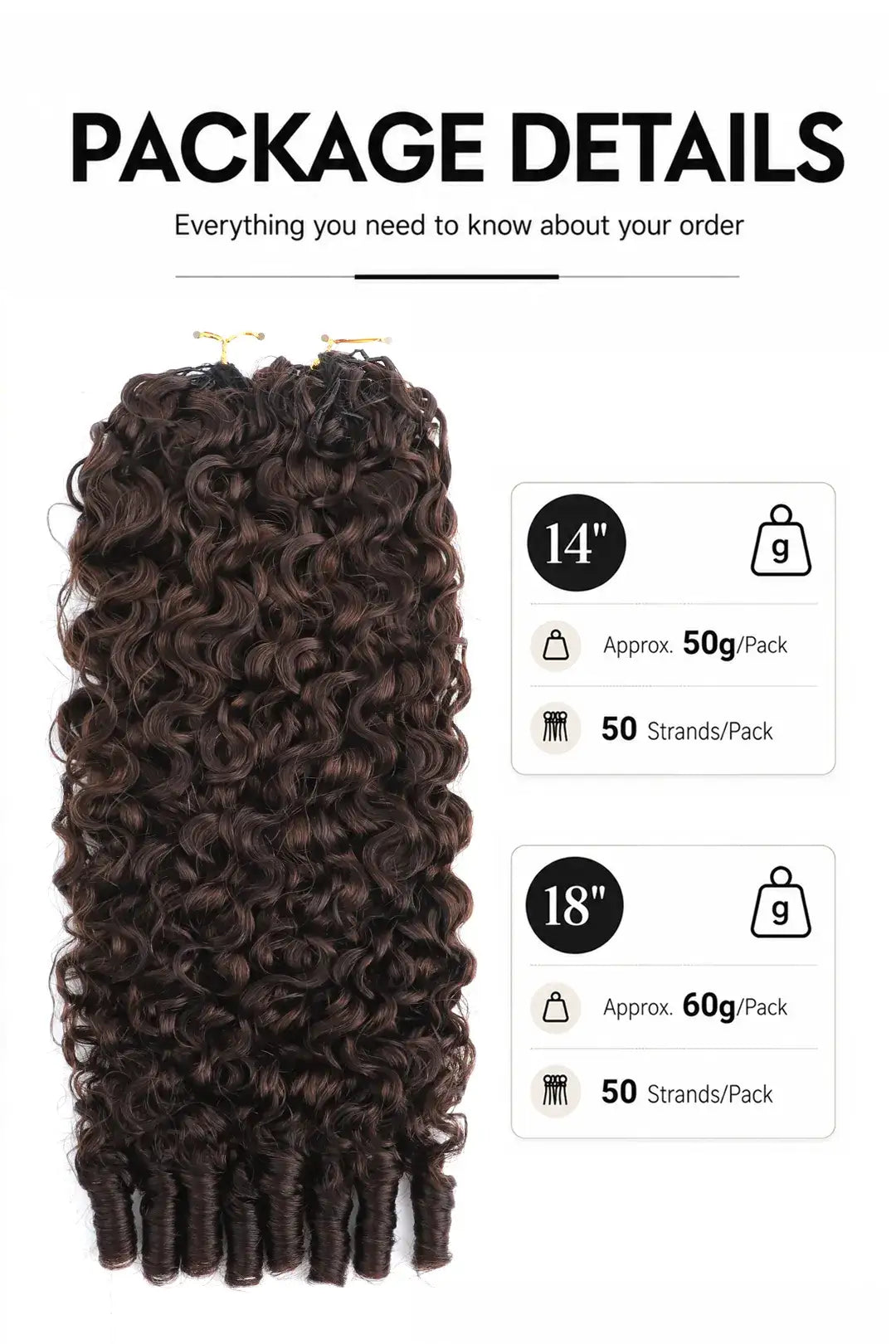 Dark Brown #4 Burmese Curly with Spiral Curls Feather Crochet Miracle Knots Hair