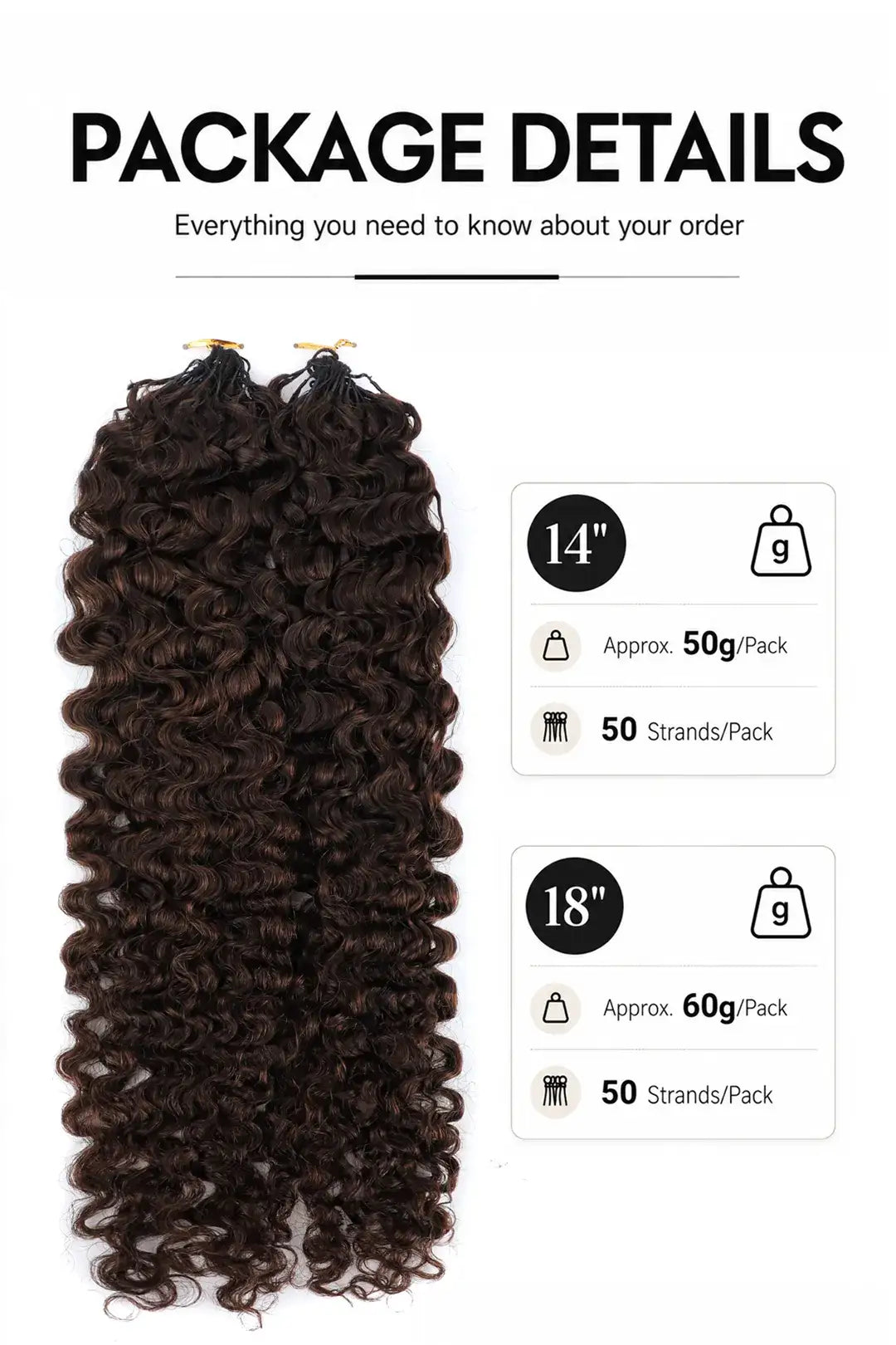 Dark Brown #4A Water Deep Wave Feather Crochet Miracle Knots Hair