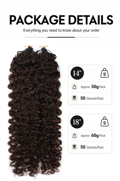 Dark Brown #4A Water Deep Wave Feather Crochet Miracle Knots Hair