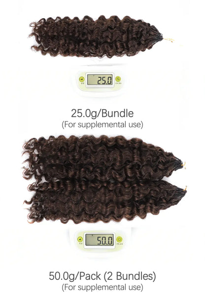 Dark Brown #4A Water Deep Wave Feather Crochet Miracle Knots Hair