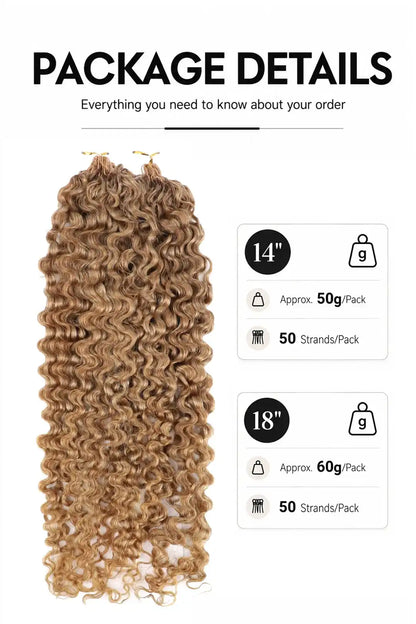 Honey Blonde #27 Water Deep Wave Feather Crochet Miracle Knots Hair