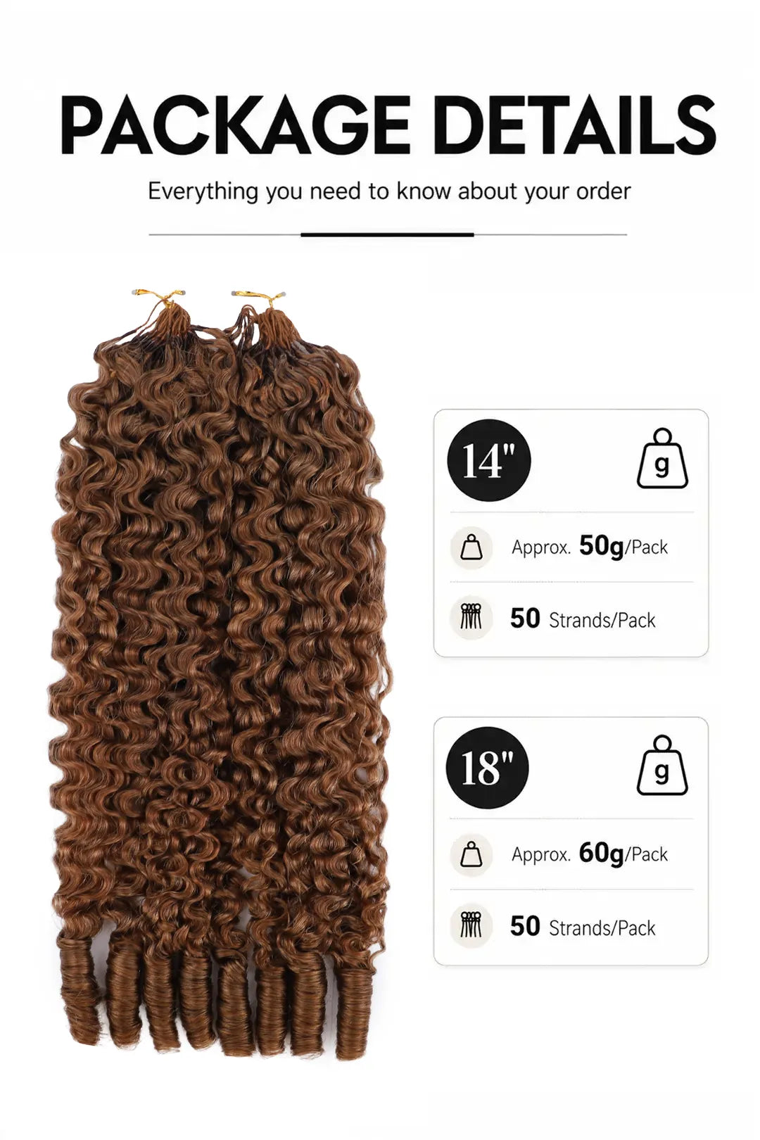 Auburn Brown #30 Burmese Curly with Spiral Curls Feather Crochet Miracle Knots Hair