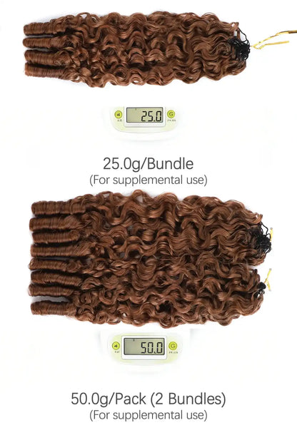 Auburn Brown #30 Burmese Curly with Spiral Curls Feather Crochet Miracle Knots Hair