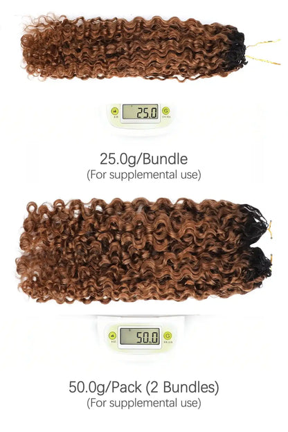 Auburn Brown Ombre Water Deep Wave Feather Crochet Hair - T1B/30 Human Hair