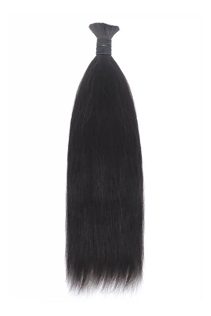 Double Drawn Yaki Bulk Human Hair For Braiding Natural Black