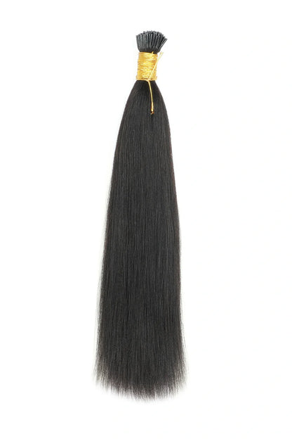 Yaki I Tip Human Hair Extensions Natural Black Remy Hair