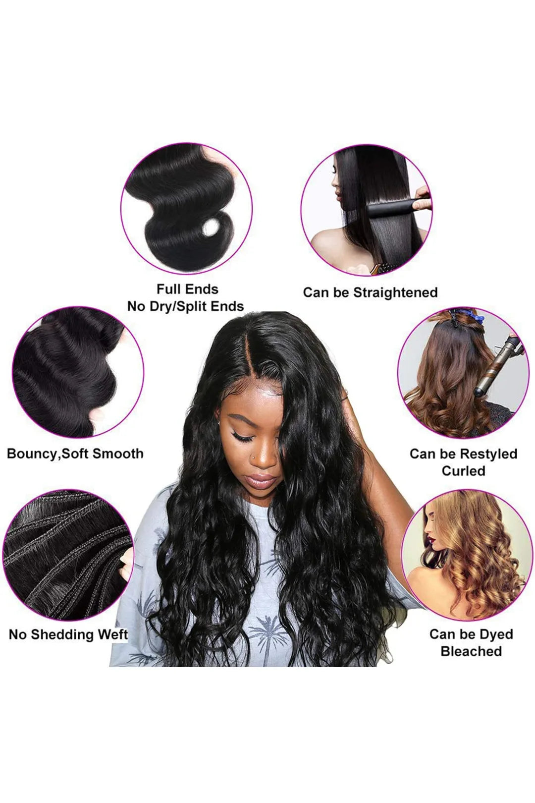 Brazilian Hair Bundle Body Wave Natural Color 10A