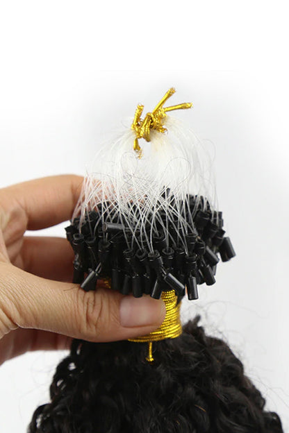 Micro Ring Human Hair Kinky Curly Coily Extensions For Black Hair