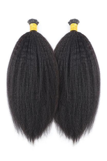 I Tip Black Hair Kinky Straight Remy Human Hair Extensions