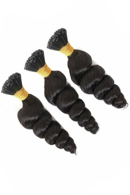Black Hair I Tip Loose Wave Remy Human Hair Extensions