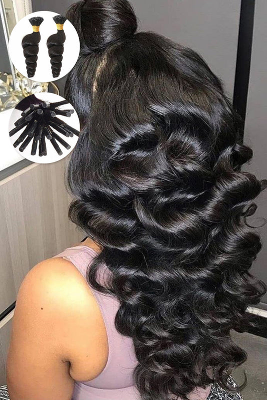 Black Hair I Tip Loose Wave Remy Human Hair Extensions