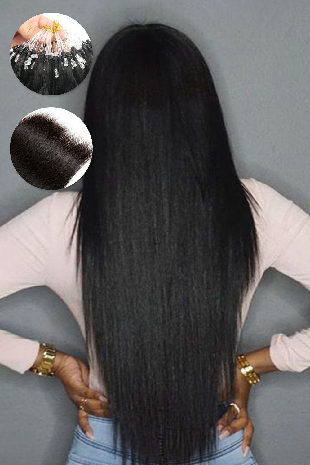 Micro Loop Extensions Straight Styles Micro Ring Human Hair-ML05 – Yghairs